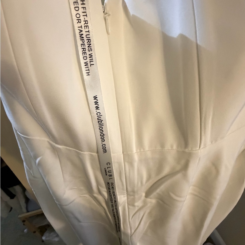 Club L London White Strapless Wide-Leg Jumpsuit - Picture 5 of 7